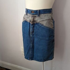 Vintage Two Tone Denim Skirt by Feluchi- 26" Waist